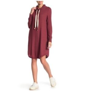 SUSINA Cowl Neck Long Sleeve Waffle Knit Dress